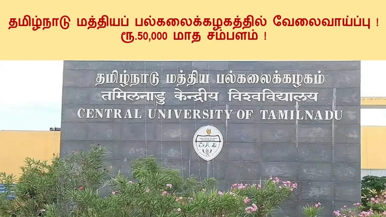 தமிழ்நாடு மத்திய பல்கலைக்கழகத்தில் வேலைவாய்ப்பு 2024