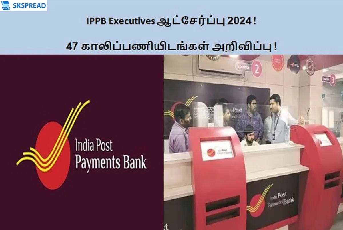 IPPB Executives ஆட்சேர்ப்பு 2024 ! 47 காலிப்பணியிடங்கள் அறிவிப்பு - தமிழ்நாட்டில் மத்திய அரசு வேலை !