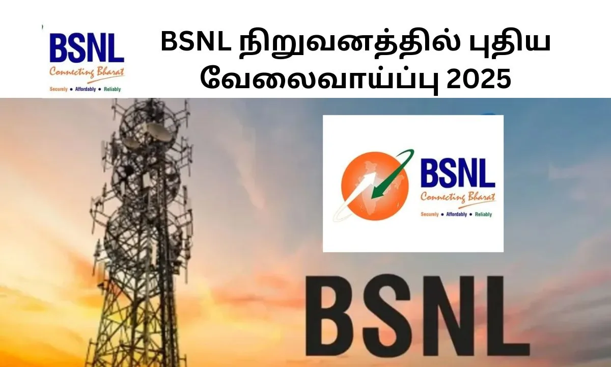 BSNL நிறுவனத்தில் புதிய வேலைவாய்ப்பு 2025! தகுதி வாய்ந்தவர்கள் ஆன்லைனில் விண்ணப்பிக்கலாம்!